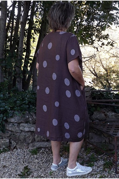 Robe longue lin grande taille Lou lie de vin