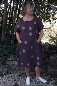Robe longue lin grande taille Lou lie de vin