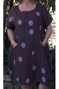 Robe longue lin grande taille Lou lie de vin