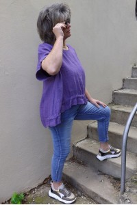 Top lin grande taille Claudio violet et jean Ricco