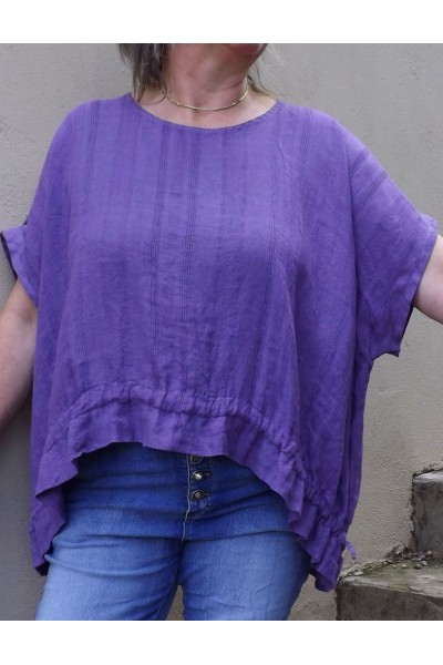 Top lin grande taille Claudio violet et jean Ricco