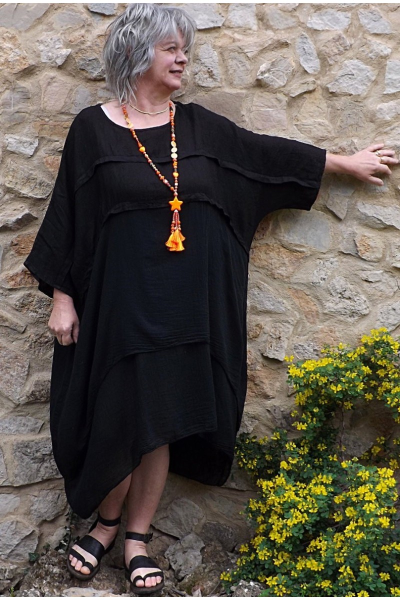Robe En Lin Noire Somewhere – Taille 38 – Élégance Naturelle