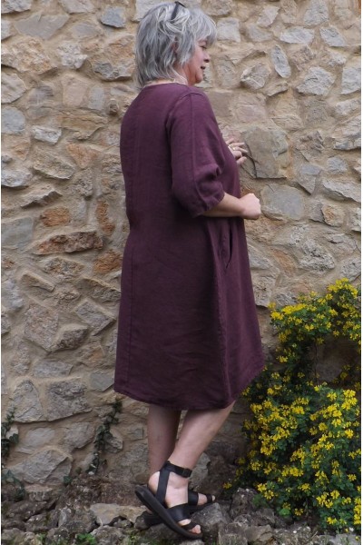 Robe lin Eva prune