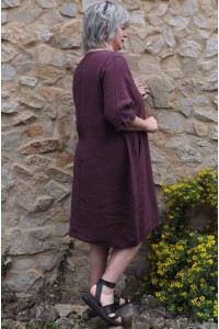 Robe lin Eva prune