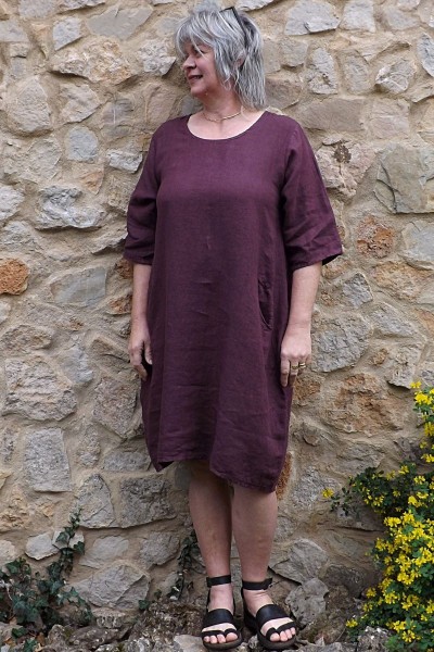 Robe lin Eva prune
