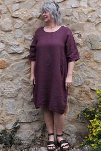 Robe lin Eva prune