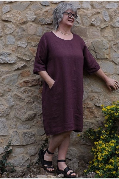 Robe lin Eva prune