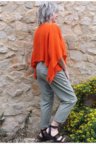 Top bi matières Séraphin clémentine et pantalon Léon