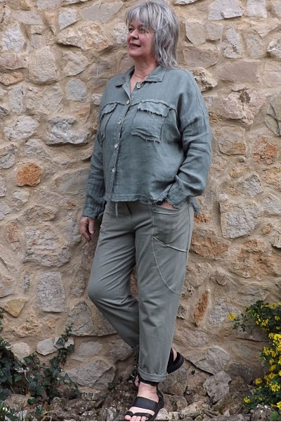 Veste Livia en lin kaki