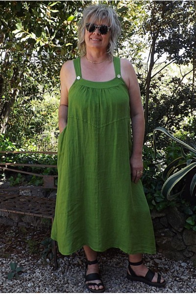 Robe chasuble en lin Claire acacia