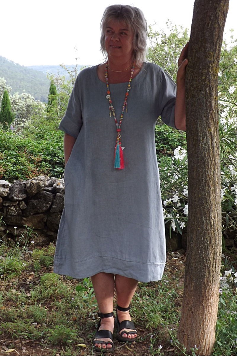 Robe lin Léa gris platine