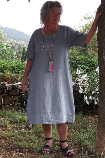 Robe lin Léa gris platine