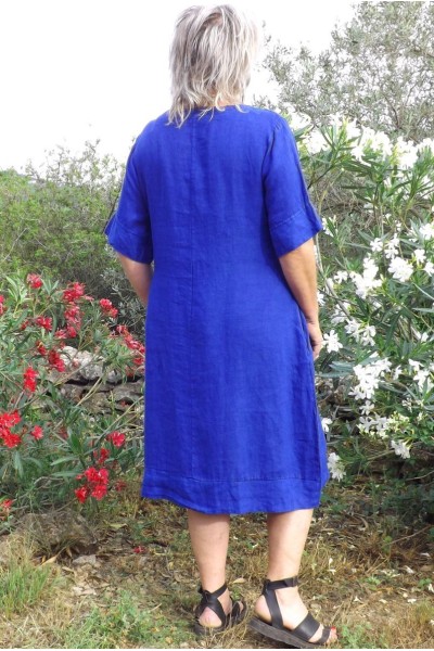 Robe lin Léa bleu atlantide