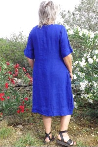 Robe lin Léa bleu atlantide