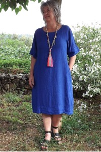 Robe lin Léa bleu atlantide