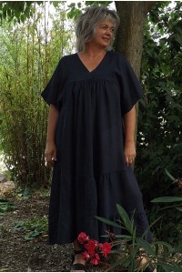 Robe longue lin Anastasia marine