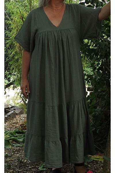 Robe longue lin Anastasia kaki