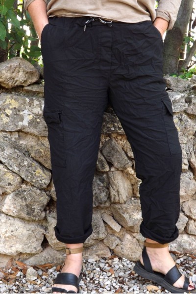 Pantalon cargo grande taille Arnold noir