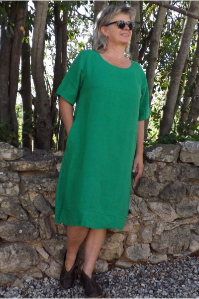 Robe lin Léa vert golf