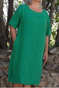 Robe lin Léa vert golf