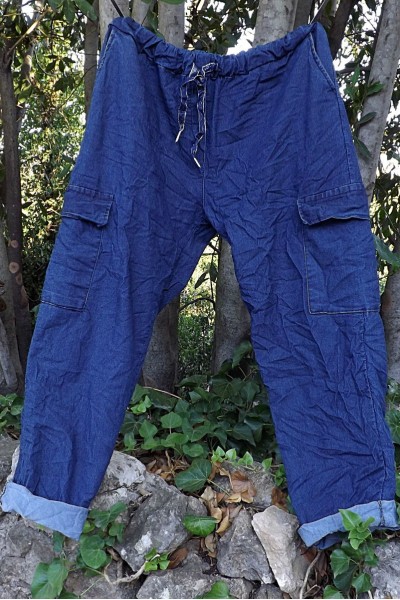 Pantalon cargo grande taille Arnold jean foncé.