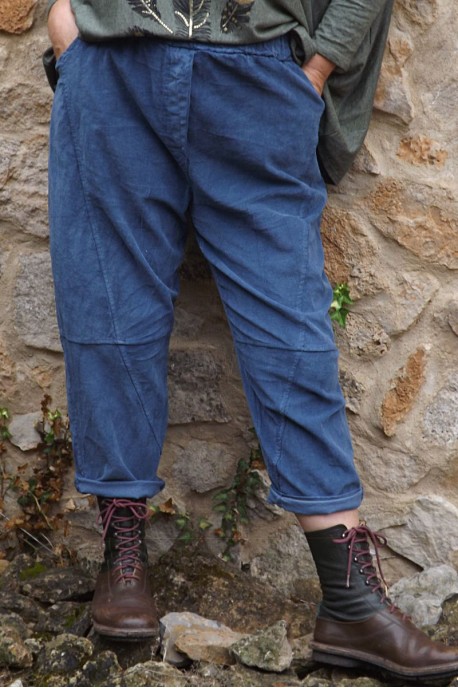 Pantalon velours grande taille Alessio bleu jean