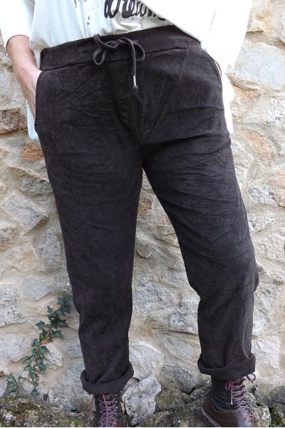 Pantalon grande taille Henri cacao