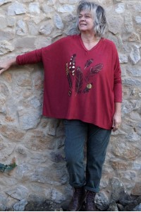 Pull léger Clément rubis et pantalon Henri