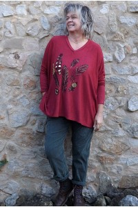 Pull léger Clément rubis et pantalon Henri