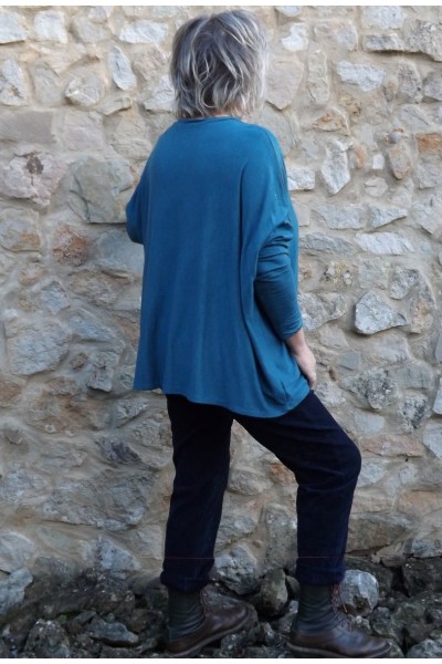 Pull léger grande taille Happy bleu et pantalon Henri