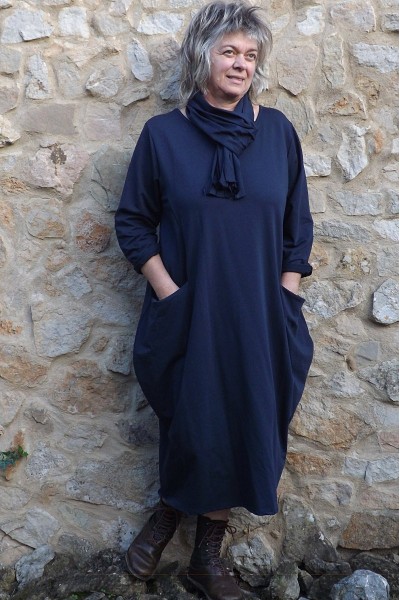 Robe longue grande taille Eugénie marine