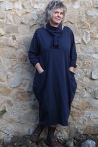 Robe longue grande taille Eugénie marine