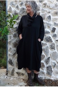 Robe longue grande taille Eugénie noire