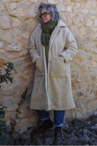 Manteau jean beige