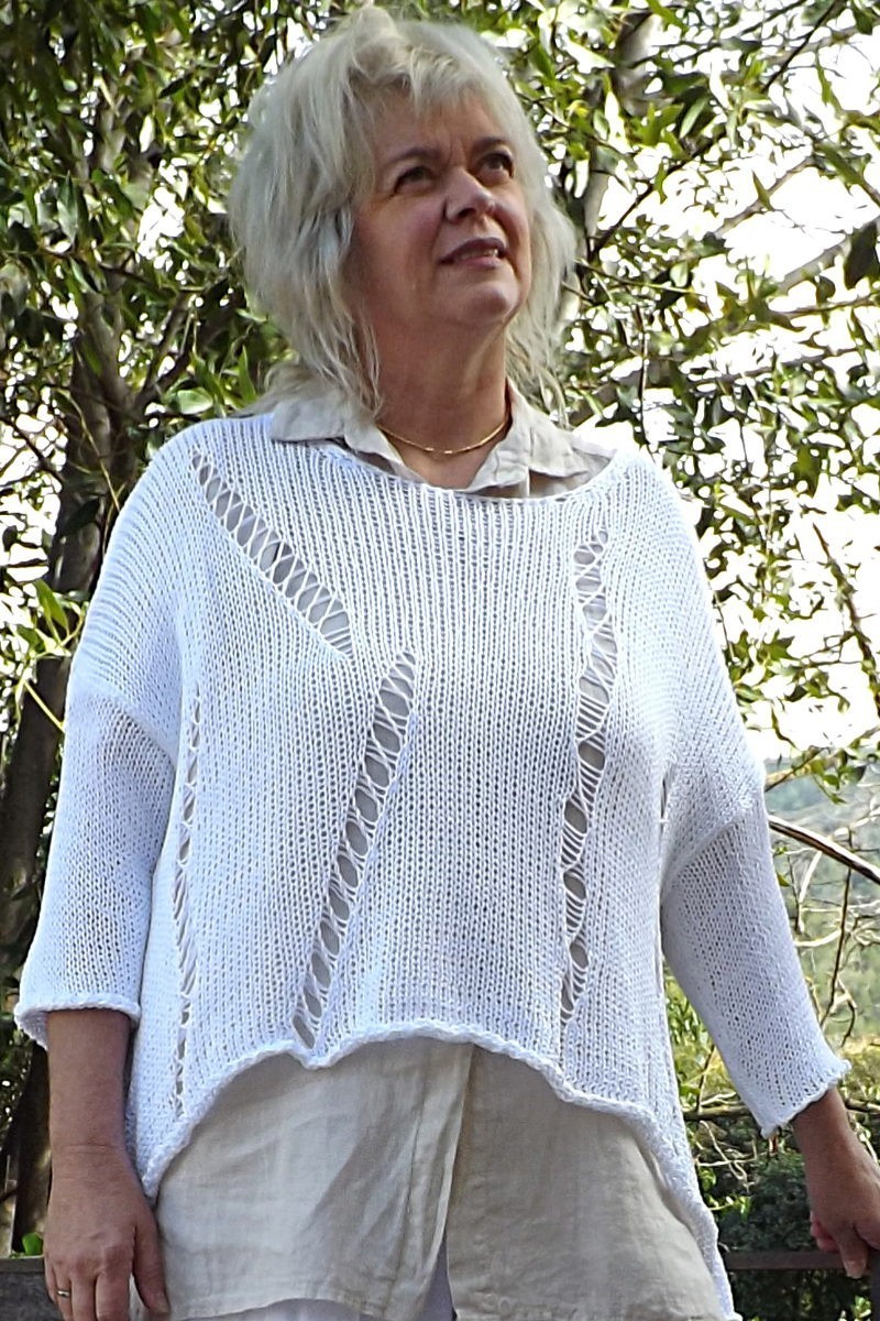 Pull coton Oversize Séverin blanc et chemise Séverine.