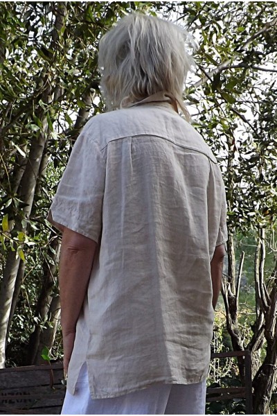 Chemise lin Séverine beige et pantalon Omer.