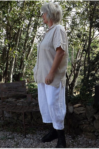 Chemise lin Séverine beige et pantalon Omer.