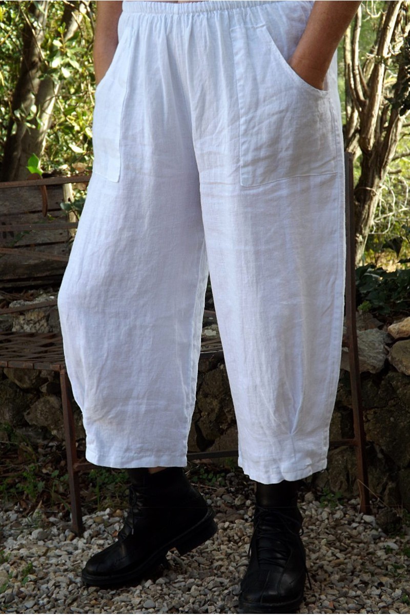 Pantalon lin Omer blanc.