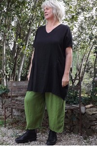Tunique lin grande taille Virginie noire et pantalon lin Marco