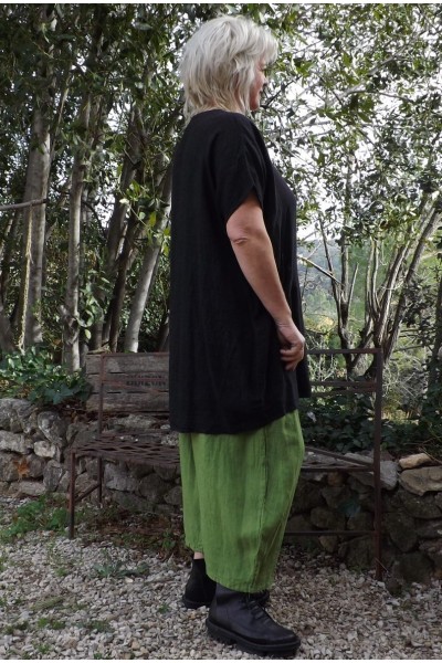 Tunique lin grande taille Virginie noire et pantalon lin Marco