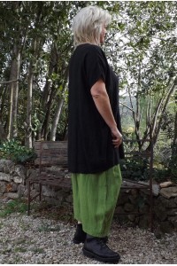 Tunique lin grande taille Virginie noire et pantalon lin Marco