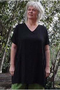 Tunique lin grande taille Virginie noire et pantalon lin Marco