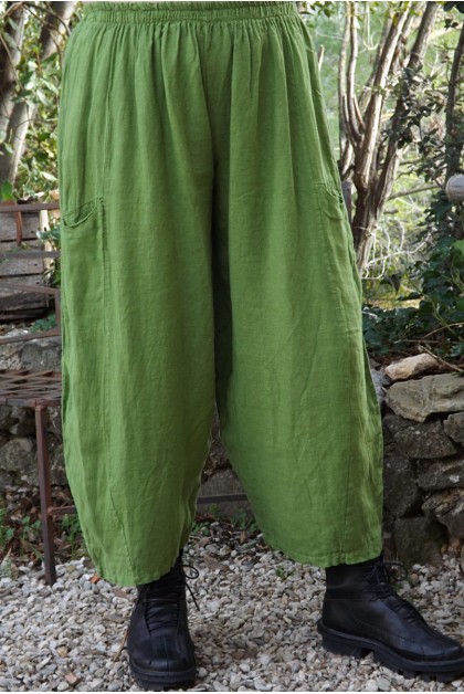 Pantalon lin Marco olive