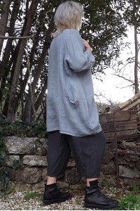 Tunique lin grande taille Romane platine et pantalon lin Omer