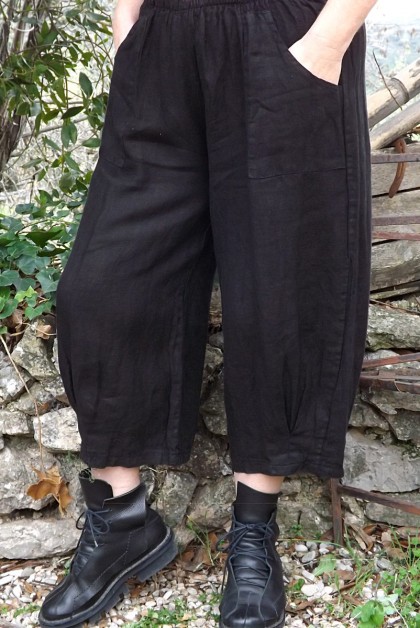 Pantalon lin Omer noir