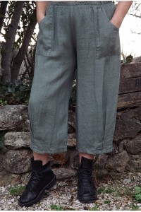 Pantalon lin Omer kaki 
