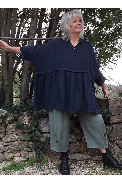 Pantalon lin Omer kaki et tunique lin Colette