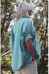 Chemise Oversize Hélène eau bleutée et pantalon lin Gabriel