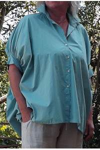 Chemise Oversize Hélène eau bleutée et pantalon lin Gabriel