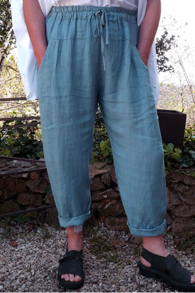 Pantalon lin Gabriel bleu  Bahamas